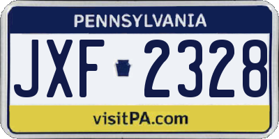 PA license plate JXF2328