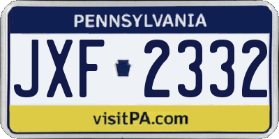 PA license plate JXF2332