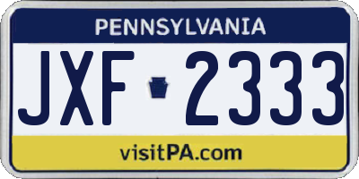 PA license plate JXF2333