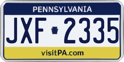 PA license plate JXF2335