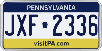 PA license plate JXF2336