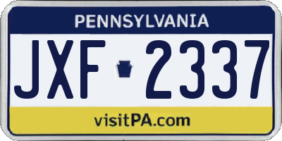 PA license plate JXF2337