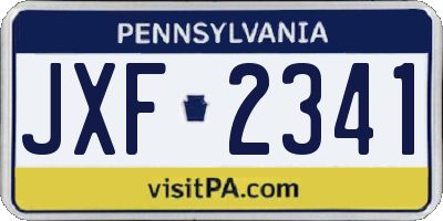 PA license plate JXF2341