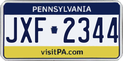 PA license plate JXF2344