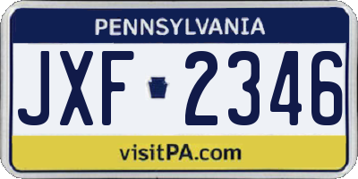 PA license plate JXF2346