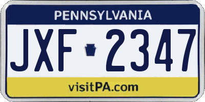 PA license plate JXF2347