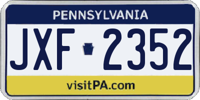 PA license plate JXF2352
