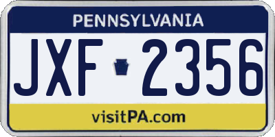 PA license plate JXF2356
