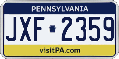 PA license plate JXF2359