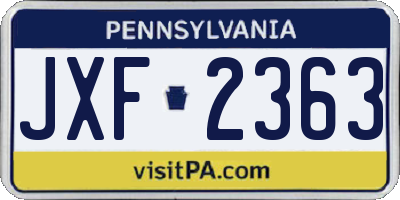 PA license plate JXF2363
