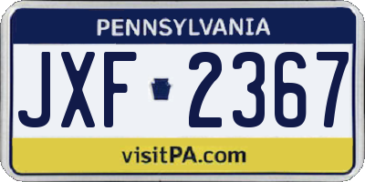 PA license plate JXF2367
