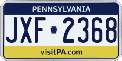 PA license plate JXF2368