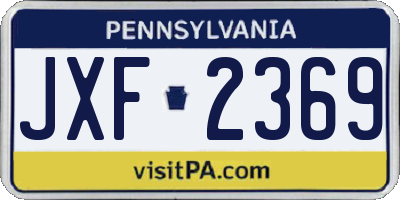 PA license plate JXF2369