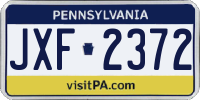 PA license plate JXF2372
