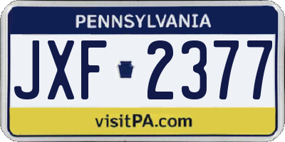 PA license plate JXF2377