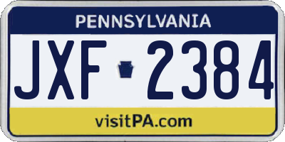 PA license plate JXF2384