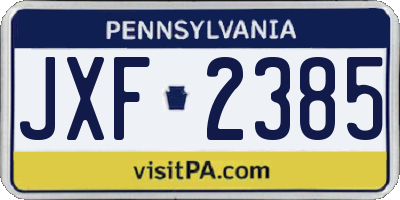 PA license plate JXF2385
