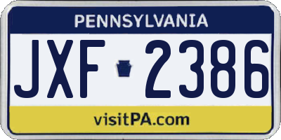 PA license plate JXF2386