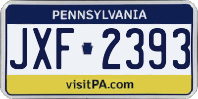 PA license plate JXF2393