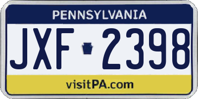 PA license plate JXF2398