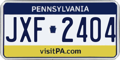 PA license plate JXF2404