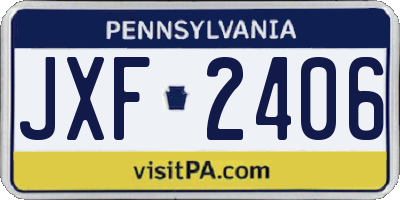 PA license plate JXF2406