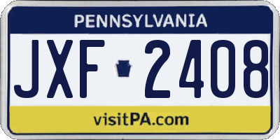 PA license plate JXF2408