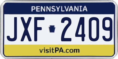PA license plate JXF2409