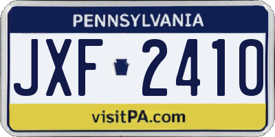 PA license plate JXF2410