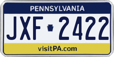 PA license plate JXF2422