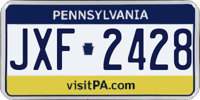PA license plate JXF2428