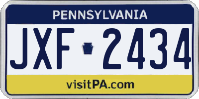PA license plate JXF2434