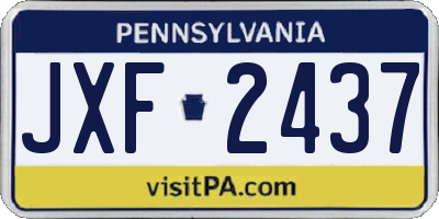 PA license plate JXF2437