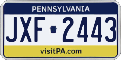 PA license plate JXF2443