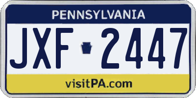 PA license plate JXF2447