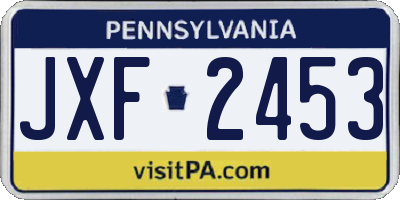 PA license plate JXF2453
