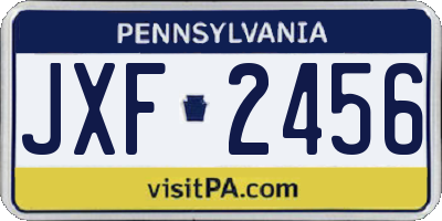 PA license plate JXF2456