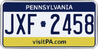 PA license plate JXF2458