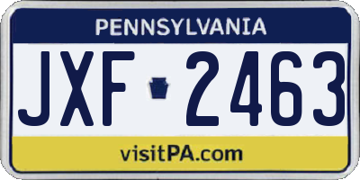 PA license plate JXF2463