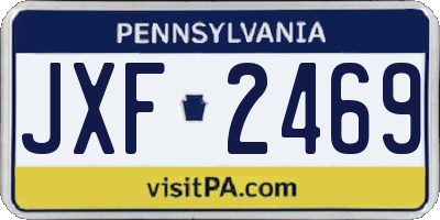 PA license plate JXF2469