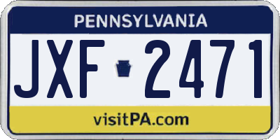 PA license plate JXF2471