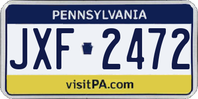 PA license plate JXF2472
