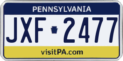 PA license plate JXF2477