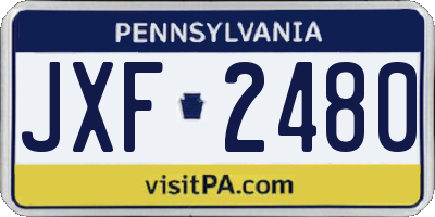 PA license plate JXF2480