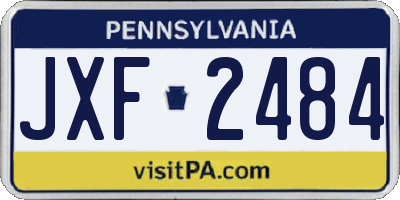 PA license plate JXF2484