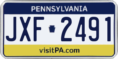 PA license plate JXF2491