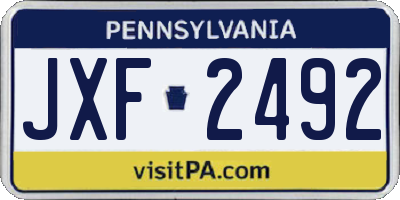 PA license plate JXF2492