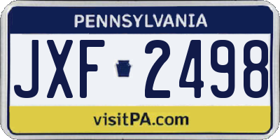 PA license plate JXF2498