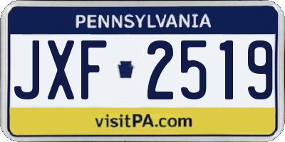 PA license plate JXF2519