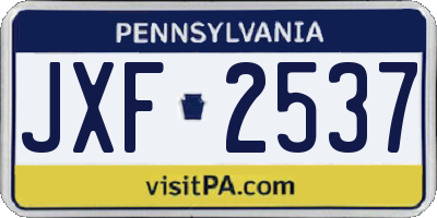 PA license plate JXF2537